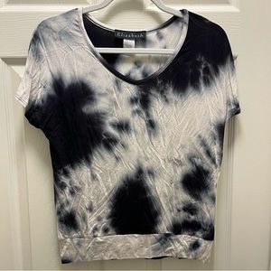 Elizabeth Small Tie Dye Loose Fitting Short Sleeve Waist Band Shirt